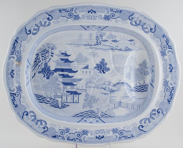 Meat Dish or Platter with Tree & Well c1830
